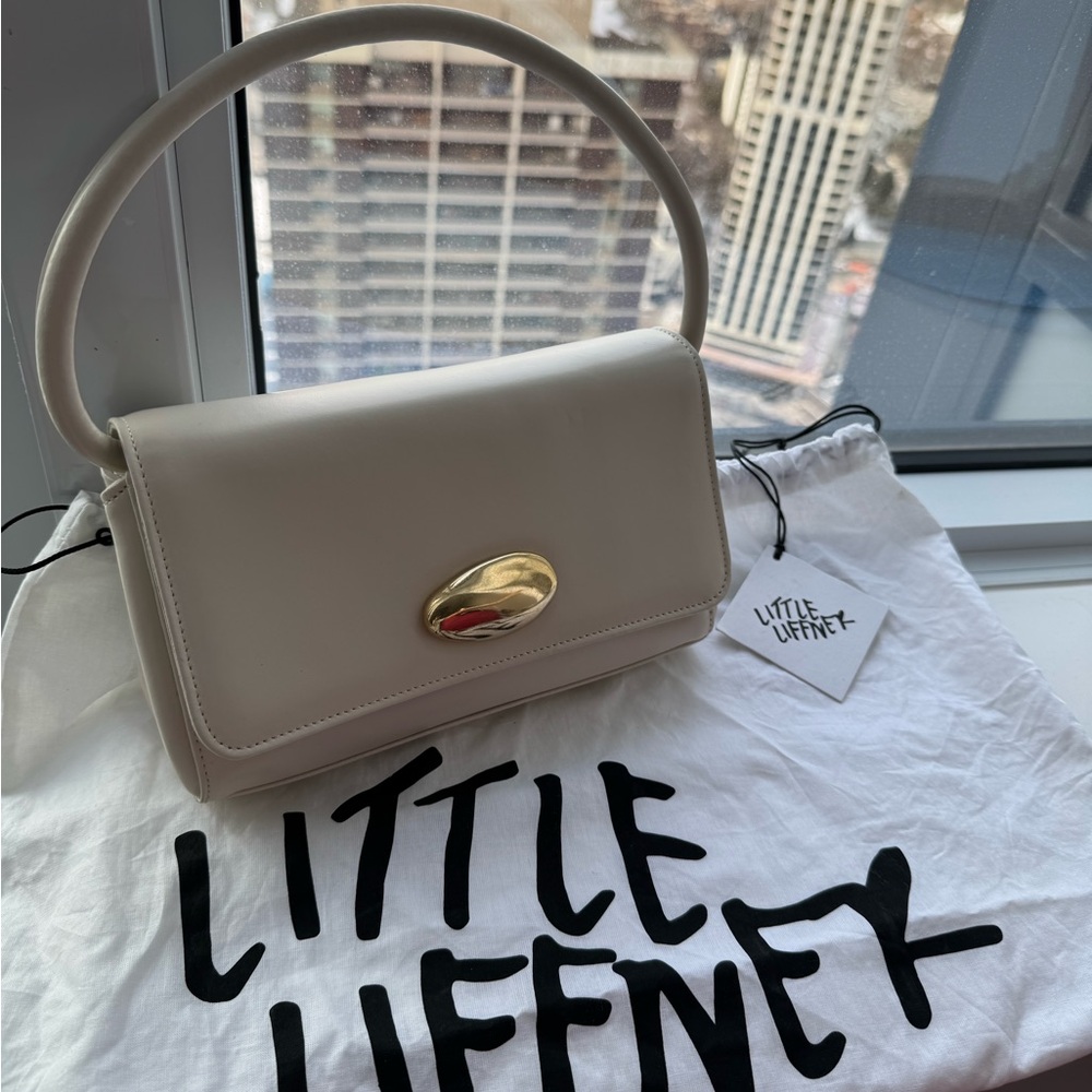 Little Liffner Cream Mini Shoulder Bag with Gold Hardware